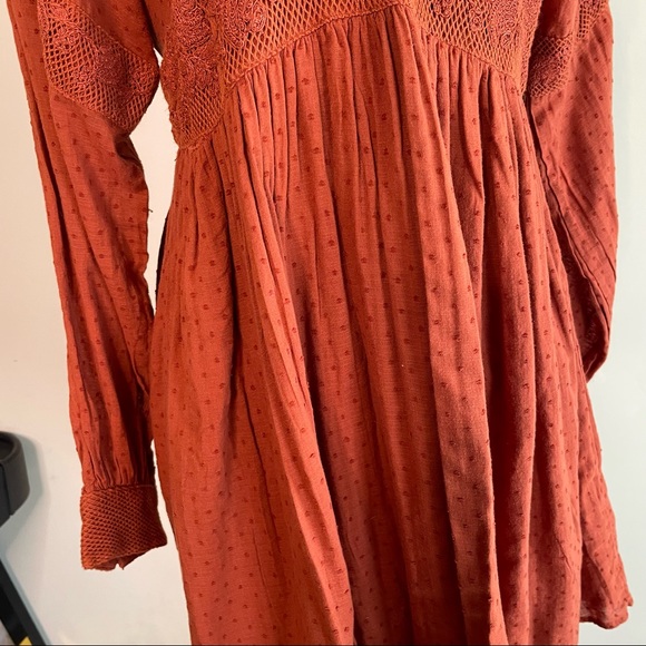 Free People Sugarpie Mini Cinnamon Swiss Dot V-neck Dress - Picture 15 of 15